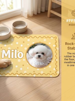 1pc Custom Pet Photo And Name Feeding Mat, Pet Bowl Placemat, Water Bowl Spill Mat, Crate Liner, Pet Daily Supplies, Indoor Pet Grooming Floor Mat, for Pet Owners, New Puppy Parents, New Pet Welcome Gift, Dog Birthday Present
