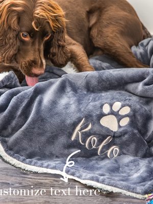 Dog Blanket - Cat Blanket- Personalised Dog Blanket - Puppy Blanket - Paw Print Blanket - Super Soft Pet Blanket - Embroidered Blanket
