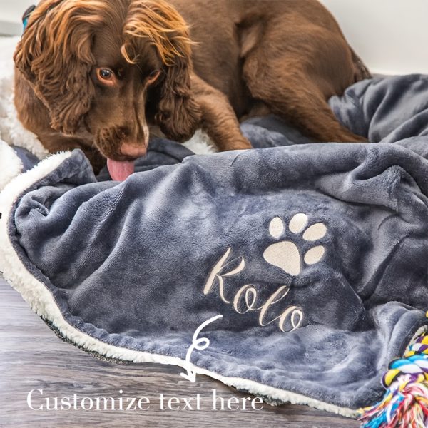 product-fancy-d4ee5364-32a0-4f0a-9e8e-b82facd327b4 Dog Blanket - Cat Blanket- Personalised Dog Blanket - Puppy Blanket - Paw Print Blanket - Super Soft Pet Blanket - Embroidered Blanket