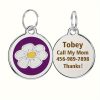 1pc Personalized Engraved Dog ID Tag • Round Cute Flower Pet ID Tag for Dogs and Cats • With Name & Phone Number • Perfect Gift for Small to Medium-Sized Puppies