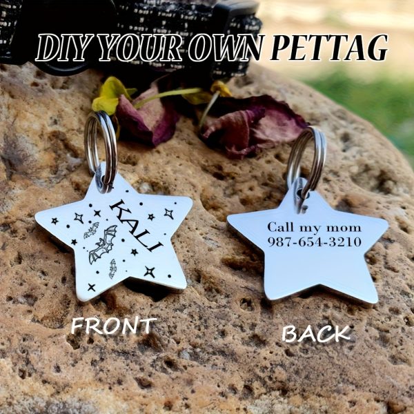 [Custom Edition] ENGRAVNOVE Exclusive Custom Double-Sided Deep-Engraved Small Dog Accessory Pet Tag, Dog Name Tag, Cat Name Tag, with the Design Theme "A Small Boat on the Lake Drifting with the Wind, Ripples Hidden in Autumn". Stainless Steel Cat