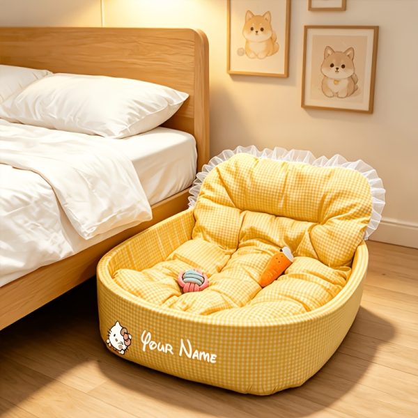 product-fancy-d708661f-3c94-49b3-9ea8-09ceb2e07df1 Pet Cat Bed, 1pc (Cat Bed And Cushion And Mesh) Customizable Your Pet'S Exclusive Small Nest, Suitable for Bedside Placement for Small Dogs And Cats, All-Season Fashion Universal Pet Bed, Multi-Scene Placement Comfortable Rebound