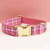 product-fancy-d828ca8a-f5b0-4d5e-9079-0eed0b24e56e XINXIPETS Customized Plaid Dog Collar - Adjustable Metal Buckle, Personalized Name & Phone Engraving, Durable Polyester, Multi-Color Options for All Dog Sizes, Anti-Loss Safety Design, Dog Collar Personalized, Goldtoned Metal