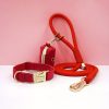 product-fancy-d882235f-e6b2-4a11-adeb-8b75770bcc1a Customizable Soft and Comfortable Velvet Pet Dog Collar with High-Tensile Zinc Alloy Hook Buckle, Hand-Woven Round Rope Waste Bag Set. Free Laser Engraving of Pet Dog's Name and Owner's Phone Number. Dog Birthday Gift, Wedding Gift, Christmas Gift