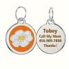 1pc Personalized Engraved Dog ID Tag • Round Cute Flower Pet ID Tag for Dogs and Cats • With Name & Phone Number • Perfect Gift for Small to Medium-Sized Puppies