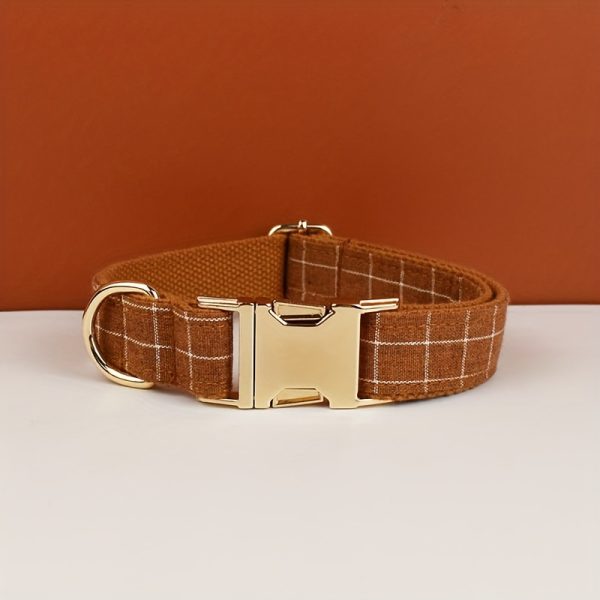 product-fancy-e02eb776-e35b-4aec-a397-b043de82b977 XINXIPETS Customized Plaid Dog Collar - Adjustable Metal Buckle, Personalized Name & Phone Engraving, Durable Polyester, Multi-Color Options for All Dog Sizes, Anti-Loss Safety Design, Dog Collar Personalized, Goldtoned Metal