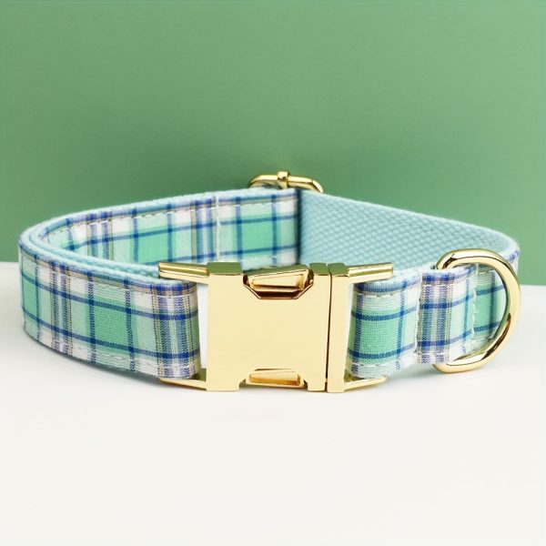 product-fancy-e7dba464-c734-49f4-9856-f03ce97680cb XINXIPETS Customized Plaid Dog Collar - Adjustable Metal Buckle, Personalized Name & Phone Engraving, Durable Polyester, Multi-Color Options for All Dog Sizes, Anti-Loss Safety Design, Dog Collar Personalized, Goldtoned Metal