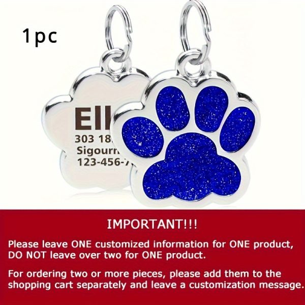 Dog Paw Print Keychain Compatible for Pets - Name & Phone Number/Address Tag with Paw Print - Pet Lover Gift for Dog Owners (Add-Ons Available)