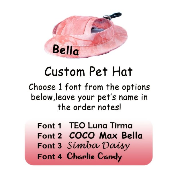 [Customized]Personalized Pet Bucket Hat Custom Name Font Pet Sun Cap for Dogs Cats Outdoor Adjustable Pet Hat Cute Puppy Kitty Fashion Additions
