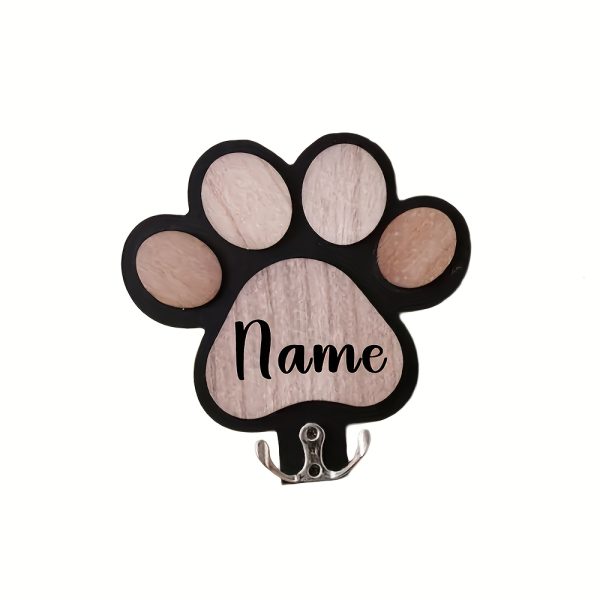 Personalized Dog Wall Hook | Paw Print - Custom Carved Name/Date/Text Suitable for Collar & Coat Hanger, Wood Pet Memorial Gift, Durable Hanging Hook for Coats, Collars, Keys - for Entryway,, Pet Store Display