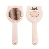1pc Customizable Name Cat Bathing And Massage Brush - Self-Cleaning Pet Grooming Comb for Shedding, Pink And Green, Soft PP Material, Gentle on Cats, Ideal for Bathing And Hair Removal, Cat Grooming, Perfect Gift Choice