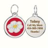 1pc Personalized Engraved Dog ID Tag • Round Cute Flower Pet ID Tag for Dogs and Cats • With Name & Phone Number • Perfect Gift for Small to Medium-Sized Puppies