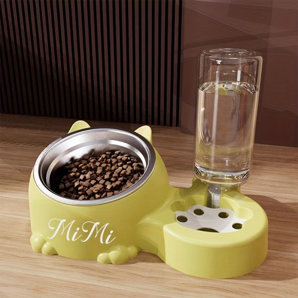 [Pet Rice Bowl] (Customized) Personalized, 1pc, Pet Rice Bowl, Cat Bowl, Dog Basin, Anti-Knock, Oblique Neck Protection, Automatic Drinking Water, Suitable for Other Small And Medium-Sized Pets Such As Cats And Dogs, Without Battery