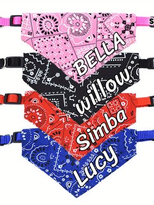 Custom Stylish Print Dog Bandana, Personalized Adjustable Dog Collar Pet Saliva Towel Dog Costume Necklace for and Medium Sized Dogs for Stocking Stuffers, Ideal Gift for Pets