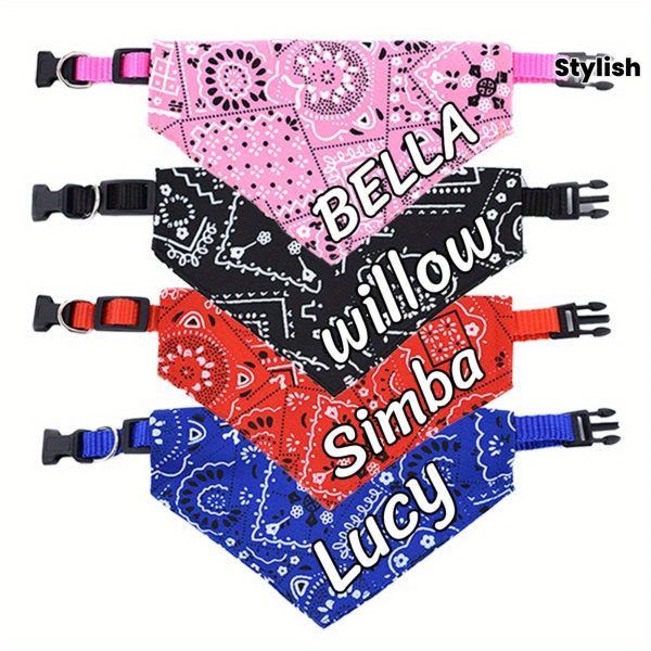 product-fmket-00f3735c4d1f119db98f327f7a9690aa Custom Stylish Print Dog Bandana, Personalized Adjustable Dog Collar Pet Saliva Towel Dog Costume Necklace for and Medium Sized Dogs for Stocking Stuffers, Ideal Gift for Pets