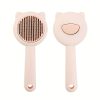 1pc Customizable Name Cat Bathing And Massage Brush - Self-Cleaning Pet Grooming Comb for Shedding, Pink And Green, Soft PP Material, Gentle on Cats, Ideal for Bathing And Hair Removal, Cat Grooming, Perfect Gift Choice