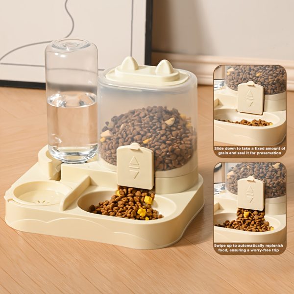 product-open-1f4a1111ab3c4a0cba0222f16b6da089-goods Automatic Gravity-Fed Cat & Dog Feeder and Water Dispenser Combo with Name/Text Personalization - Dual Wet/Dry & Water System, Auto Refill (No Batteries), -Spill, Suitable for Kittens and Puppies