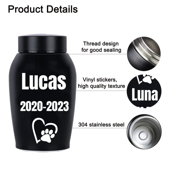 Personalized Pet Urn Thread Design On The Top Dog Urn Stainless Steel Material Cat Urns