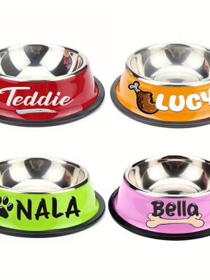 Personalized Anti Slip Stainless Steel Pet Bowl with Custom Name - Perfect for Cats And Dogs, Perfect for Food And Water Supply