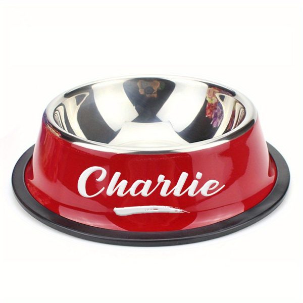 Personalized Anti Slip Stainless Steel Pet Bowl with Custom Name - Perfect for Cats And Dogs, Perfect for Food And Water Supply
