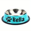 Personalized Anti Slip Stainless Steel Pet Bowl with Custom Name - Perfect for Cats And Dogs, Perfect for Food And Water Supply