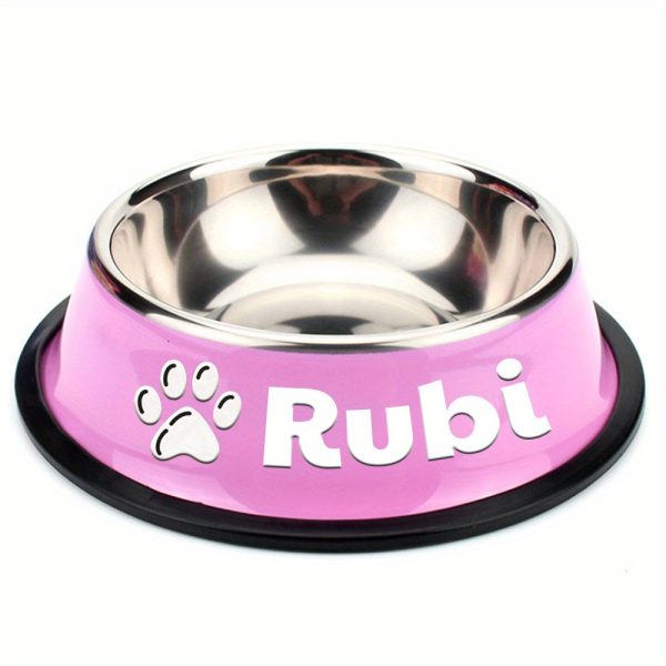 Personalized Anti Slip Stainless Steel Pet Bowl with Custom Name - Perfect for Cats And Dogs, Perfect for Food And Water Supply