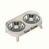 Customizable Name Or Text, Double Bowl Pet Food And Water Dispenser with Splash Guard And Stand - Ergonomic Design Suitable for Cats And Small Dogs, Easy to Clean Detachable Bowls