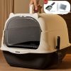 AAA+ Switchable Open/Semi-Enclosed Cat Litter Box, Extra Large Jumbo Size for Multi-Cat Households, Splash-Proof and Anti-Tracking, Dual-Mode Over-the-Top Litter Pan, Low-Entry for Easy Cleaning, Suitable for Adult and Senior Cats