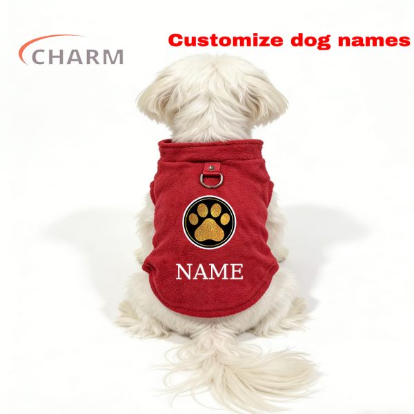 product-open-42bc2bbef8f742618126348465df393b-goods Golden Glitter Paw Print D-Ring Dog Clothes, All-Season Warm and Comfortable Vest, Personalized Pet Apparel for Small Dogs, Cat and Dog Gift