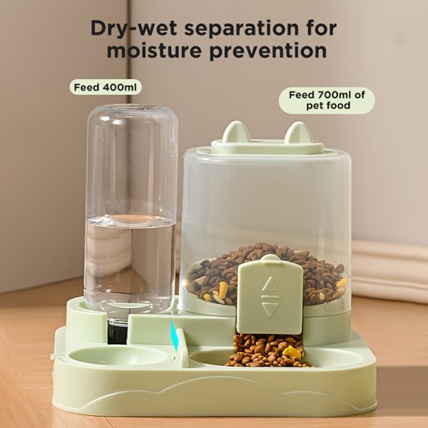 product-open-4f9b189dc025471eb2a453f0f7eb4106-goods Automatic Gravity-Fed Cat & Dog Feeder and Water Dispenser Combo with Name/Text Personalization - Dual Wet/Dry & Water System, Auto Refill (No Batteries), -Spill, Suitable for Kittens and Puppies