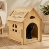 product-open-6944eb9d19d0475296d96d5d196b0b21-goods Custom Engraved Pet Name Modular Assembled Wooden Indoor Cat House, Personalized Fish Cutout & Window Cozy Shelter, Rustic, Spacious Private Nest for Furry Friends, Unique Gift to Build Warm Exclusive Space for Beloved Cats