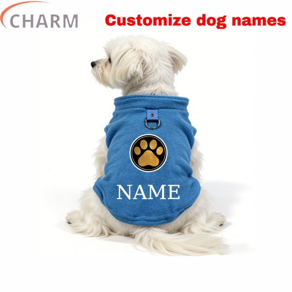 product-open-7225738617bf4f31a3328fd3a7f129ec-goods Golden Glitter Paw Print D-Ring Dog Clothes, All-Season Warm and Comfortable Vest, Personalized Pet Apparel for Small Dogs, Cat and Dog Gift