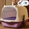 AAA+ Switchable Open/Semi-Enclosed Cat Litter Box, Extra Large Jumbo Size for Multi-Cat Households, Splash-Proof and Anti-Tracking, Dual-Mode Over-the-Top Litter Pan, Low-Entry for Easy Cleaning, Suitable for Adult and Senior Cats