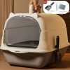 AAA+ Switchable Open/Semi-Enclosed Cat Litter Box, Extra Large Jumbo Size for Multi-Cat Households, Splash-Proof and Anti-Tracking, Dual-Mode Over-the-Top Litter Pan, Low-Entry for Easy Cleaning, Suitable for Adult and Senior Cats