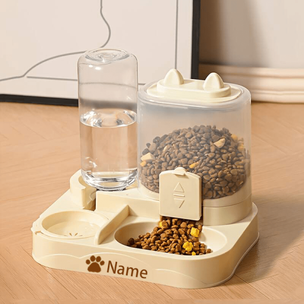 product-open-89de444f1ab54cbe8b5af9092d7a6ca0-goods Automatic Gravity-Fed Cat & Dog Feeder and Water Dispenser Combo with Name/Text Personalization - Dual Wet/Dry & Water System, Auto Refill (No Batteries), -Spill, Suitable for Kittens and Puppies