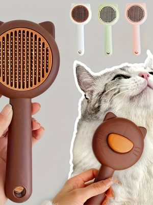 1pc Customizable Name Cat Bathing And Massage Brush - Self-Cleaning Pet Grooming Comb for Shedding, Pink And Green, Soft PP Material, Gentle on Cats, Ideal for Bathing And Hair Removal, Cat Grooming, Perfect Gift Choice