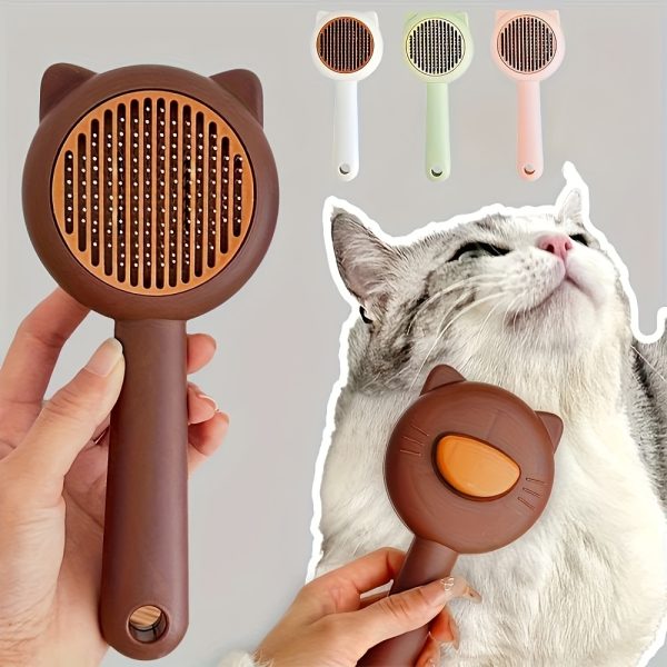 1pc Customizable Name Cat Bathing And Massage Brush - Self-Cleaning Pet Grooming Comb for Shedding, Pink And Green, Soft PP Material, Gentle on Cats, Ideal for Bathing And Hair Removal, Cat Grooming, Perfect Gift Choice