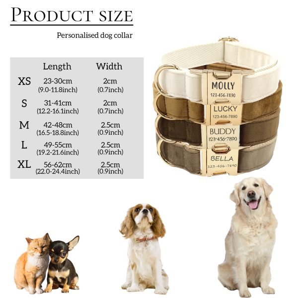 Dog Collar Personalized - with Personalized ID Tag, Customize Pet Name and Owner Information, Comfortable And SmoothTactile Feel, Dog Collars for Medium Dogs, Dog Collars Large Breed, Collar Gift for Dog