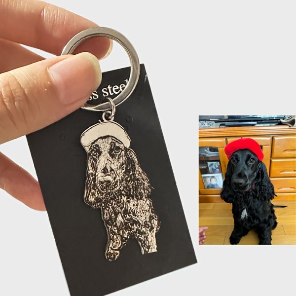 1 Personalized Pet Photo Keychain - Custom Dog and Cat Picture Keyring, Made of Durable Stainless Steel, an Ideal Gift for Pet Lovers, Perfect for Thanksgiving, Mother's Day, and Back-to-school Season, a Cute Pet Accessory