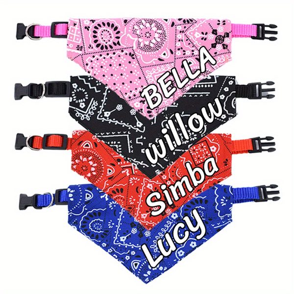 product-open-b93f6c92e98349698f2ab608acbb3af8-goods Custom Stylish Print Dog Bandana, Personalized Adjustable Dog Collar Pet Saliva Towel Dog Costume Necklace for and Medium Sized Dogs for Stocking Stuffers, Ideal Gift for Pets