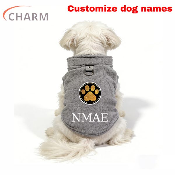 product-open-c2205563af654ffa84ff87039ff5c3c2-goods Golden Glitter Paw Print D-Ring Dog Clothes, All-Season Warm and Comfortable Vest, Personalized Pet Apparel for Small Dogs, Cat and Dog Gift