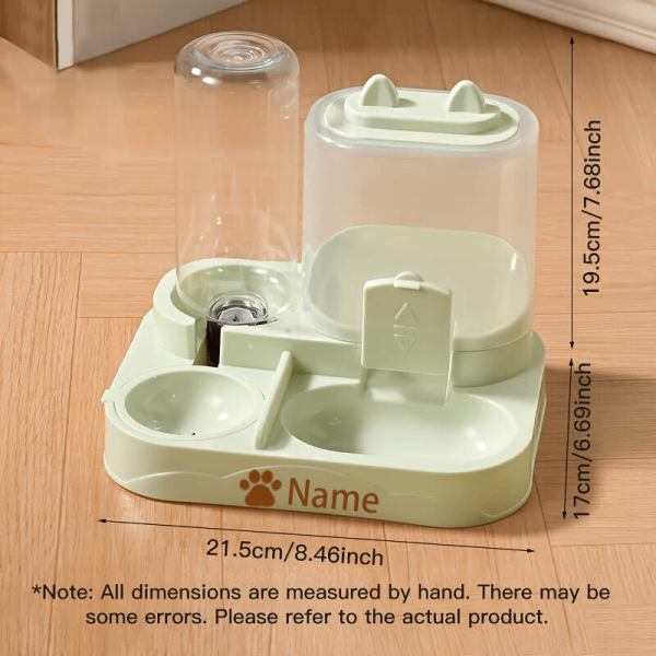product-open-d718163e3f6c4596bd87d21cf4fdc3e9-goods Automatic Gravity-Fed Cat & Dog Feeder and Water Dispenser Combo with Name/Text Personalization - Dual Wet/Dry & Water System, Auto Refill (No Batteries), -Spill, Suitable for Kittens and Puppies