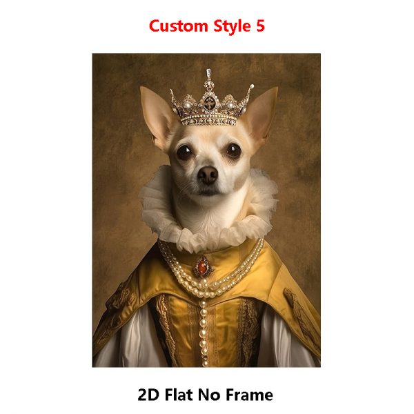 1pc Custom Pet Portrait from Photo - Personalized Royal Style Suitable for Cat & Dog Memorial Canvas Print, Upload Your Own Picture for Home Decor, Birthday Gift, Pet Photo Gift for Dog Cat Owners